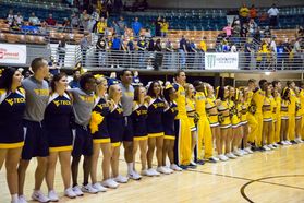 WVU Tech and WVU Cheerleaders sing Country Roads together